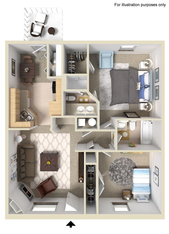 2 Bed 2 Bath Floorplan 2 Bed 2 Bath Floorplan at Wyndamere Apartments, Georgetown, KY 40324